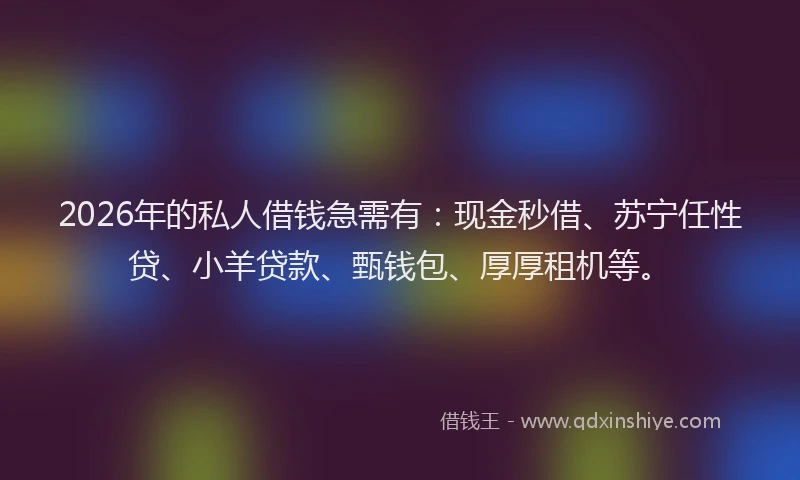 2026年的私人借钱急需有：现金秒借、苏宁任性贷、小羊贷款、甄钱包、厚厚租机等。