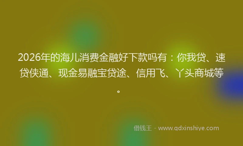 2026年的海儿消费金融好下款吗有：你我贷、速贷侠通、现金易融宝贷途、信用飞、丫头商城等。