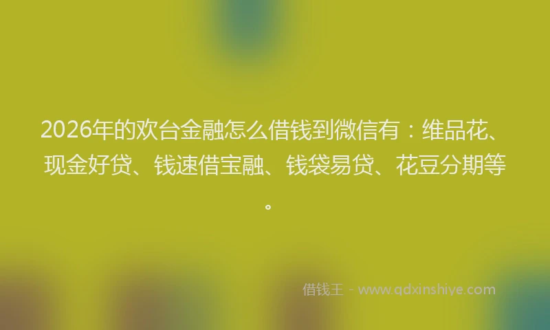 2026年的欢台金融怎么借钱到微信有：维品花、现金好贷、钱速借宝融、钱袋易贷、花豆分期等。
