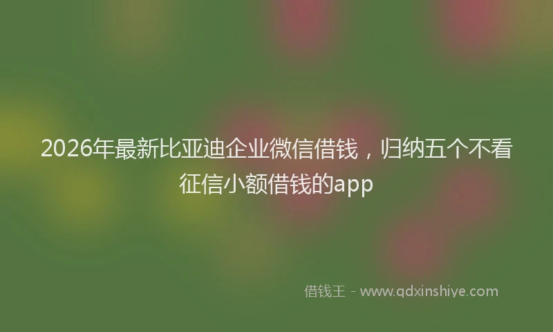2026年最新比亚迪企业微信借钱，归纳五个不看征信小额借钱的app
