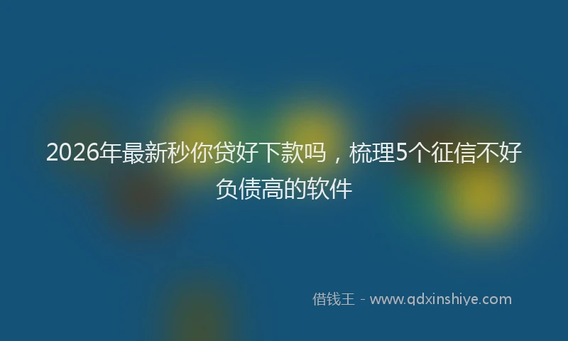 2026年最新秒你贷好下款吗，梳理5个征信不好负债高的软件
