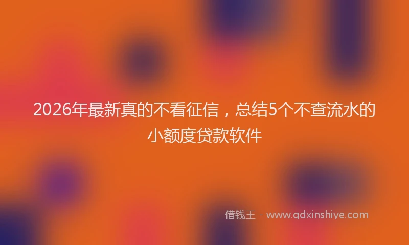 2026年最新真的不看征信，总结5个不查流水的小额度贷款软件