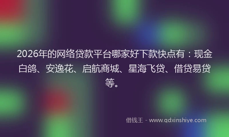 2026年的网络贷款平台哪家好下款快点有：现金白鸽、安逸花、启航商城、星海飞贷、借贷易贷等。