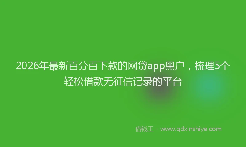 2026年最新百分百下款的网贷app黑户，梳理5个轻松借款无征信记录的平台