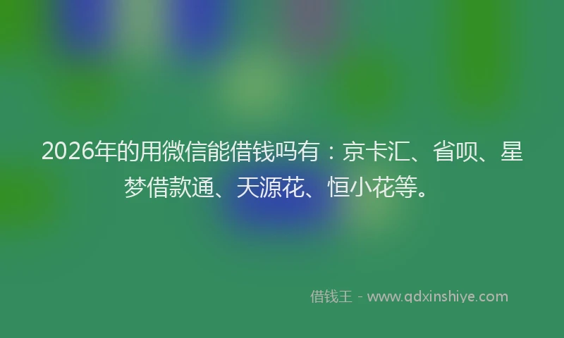 2026年的用微信能借钱吗有：京卡汇、省呗、星梦借款通、天源花、恒小花等。