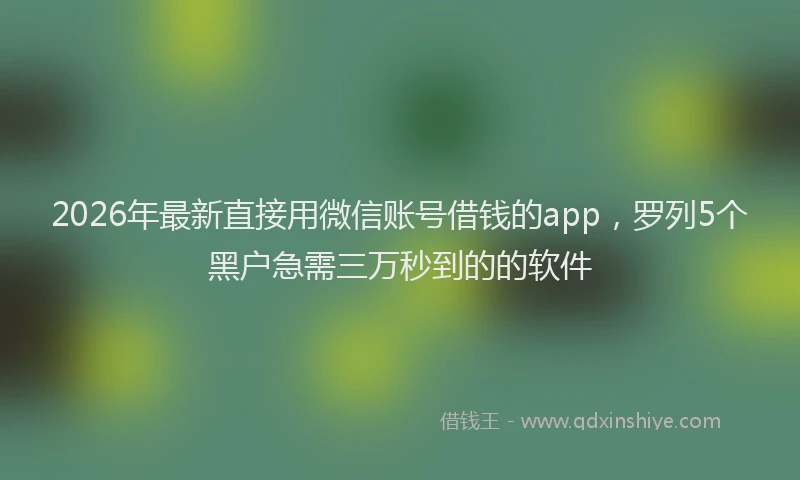 2026年最新直接用微信账号借钱的app，罗列5个黑户急需三万秒到的的软件