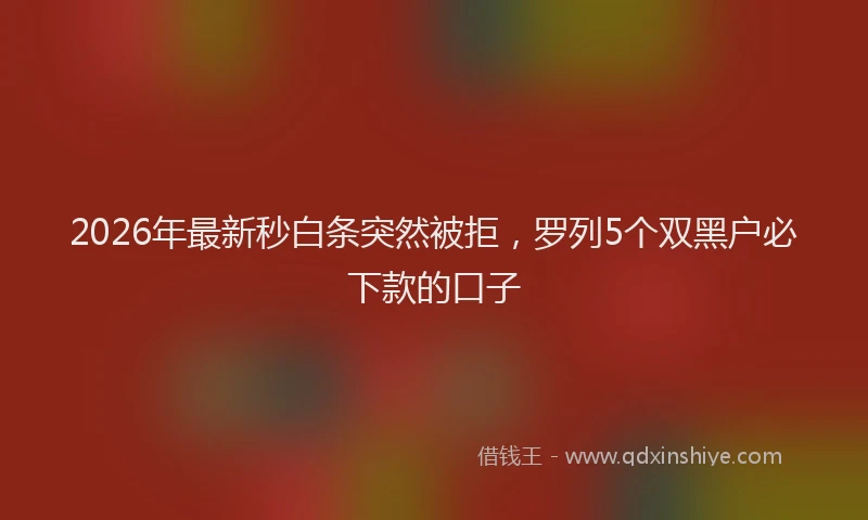 2026年最新秒白条突然被拒，罗列5个双黑户必下款的口子