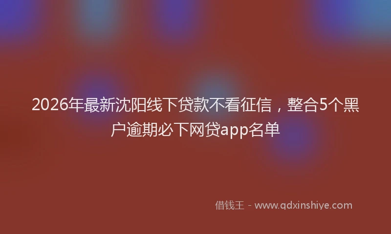 2026年最新沈阳线下贷款不看征信，整合5个黑户逾期必下网贷app名单