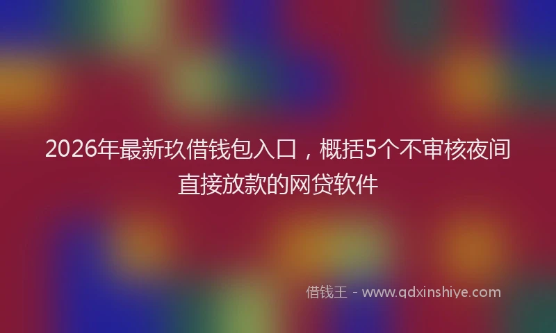 2026年最新玖借钱包入口，概括5个不审核夜间直接放款的网贷软件