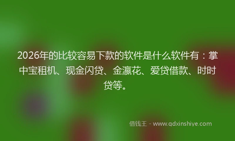 2026年的比较容易下款的软件是什么软件有：掌中宝租机、现金闪贷、金瀛花、爱贷借款、时时贷等。