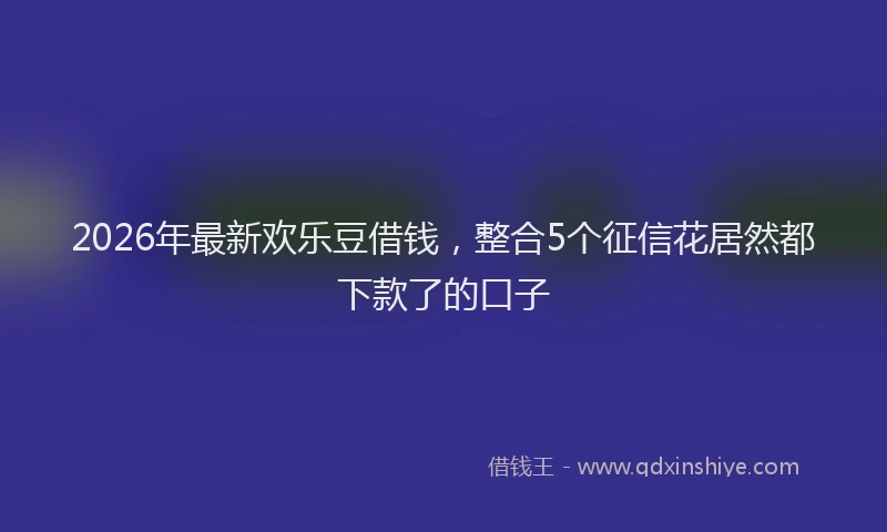 2026年最新欢乐豆借钱，整合5个征信花居然都下款了的口子