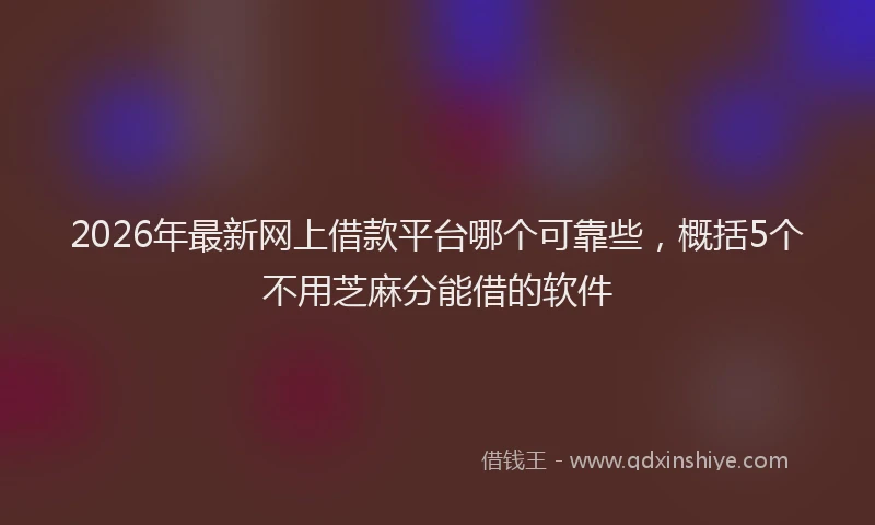 2026年最新网上借款平台哪个可靠些，概括5个不用芝麻分能借的软件