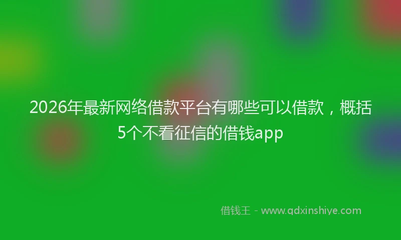 2026年最新网络借款平台有哪些可以借款，概括5个不看征信的借钱app