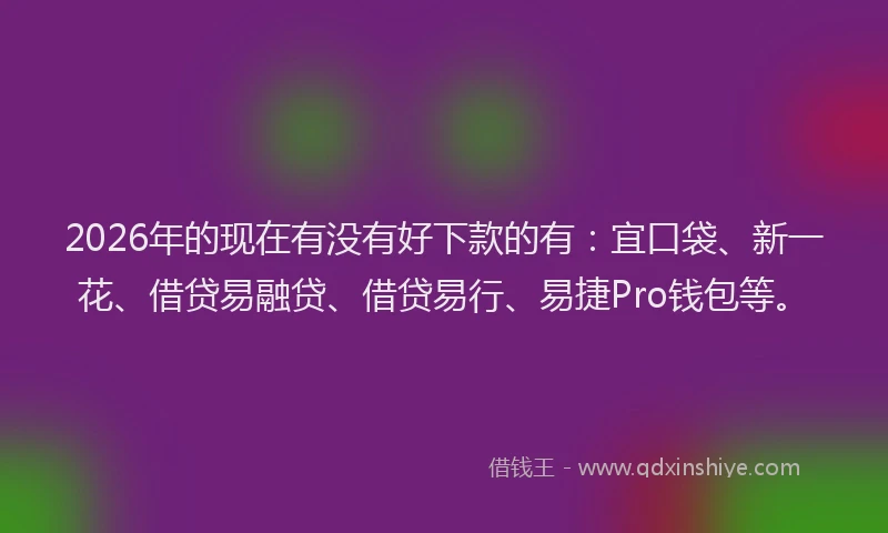 2026年的现在有没有好下款的有：宜口袋、新一花、借贷易融贷、借贷易行、易捷Pro钱包等。
