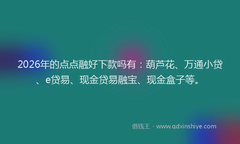 2026年的点点融好下款吗有：葫芦花、万通小贷、e贷易、现金贷易融宝、现金盒子等。