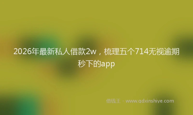2026年最新私人借款2w，梳理五个714无视逾期秒下的app