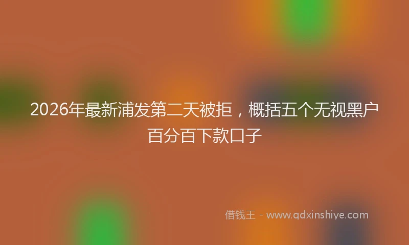2026年最新浦发第二天被拒，概括五个无视黑户百分百下款口子