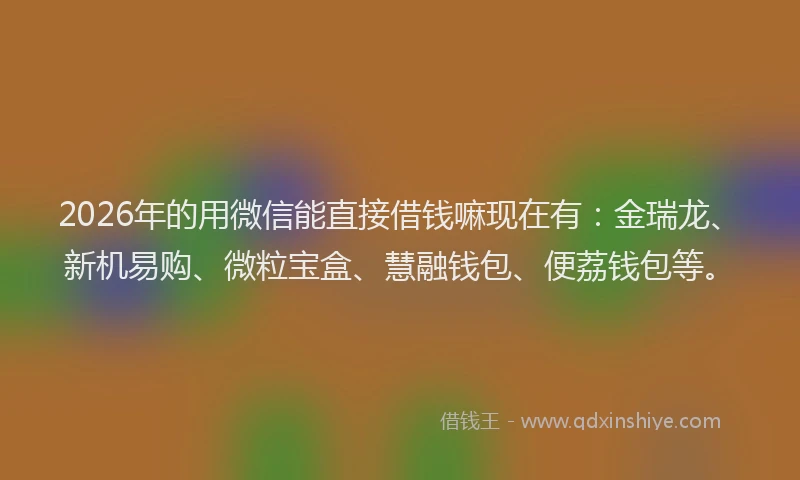 2026年的用微信能直接借钱嘛现在有：金瑞龙、新机易购、微粒宝盒、慧融钱包、便荔钱包等。