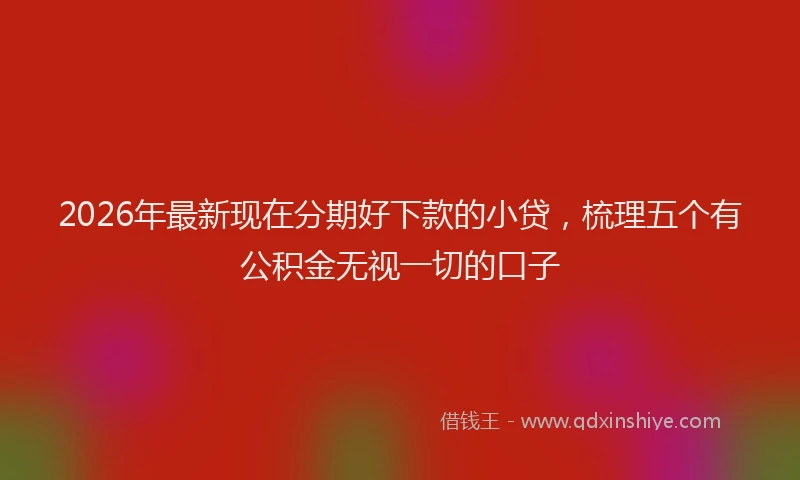 2026年最新现在分期好下款的小贷，梳理五个有公积金无视一切的口子