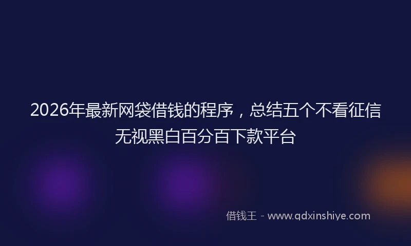 2026年最新网袋借钱的程序，总结五个不看征信无视黑白百分百下款平台