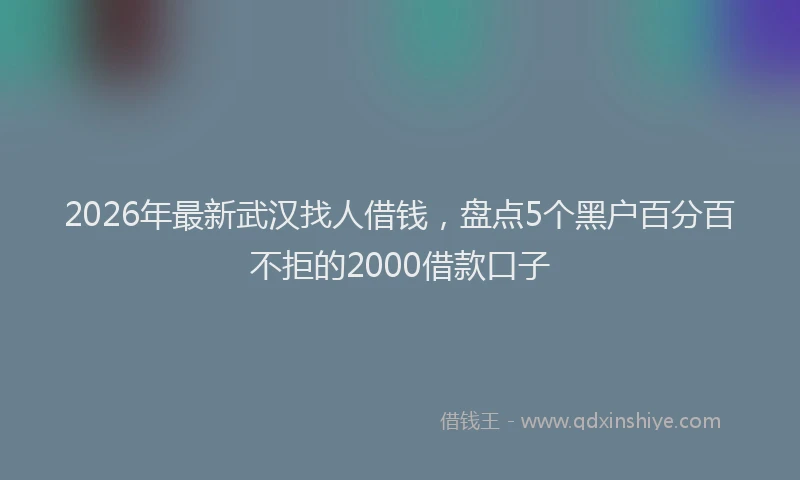 2026年最新武汉找人借钱，盘点5个黑户百分百不拒的2000借款口子