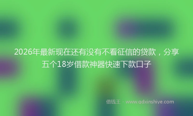 2026年最新现在还有没有不看征信的贷款，分享五个18岁借款神器快速下款口子