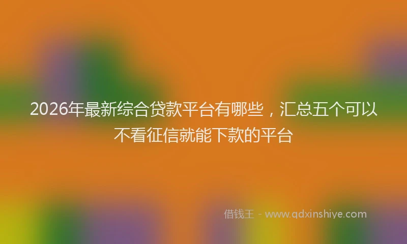 2026年最新综合贷款平台有哪些，汇总五个可以不看征信就能下款的平台