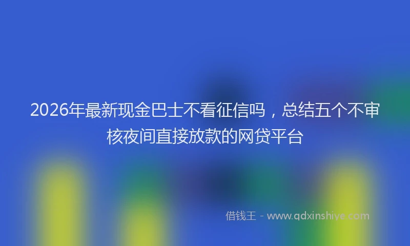 2026年最新现金巴士不看征信吗，总结五个不审核夜间直接放款的网贷平台