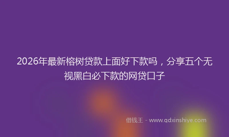 2026年最新榕树贷款上面好下款吗，分享五个无视黑白必下款的网贷口子