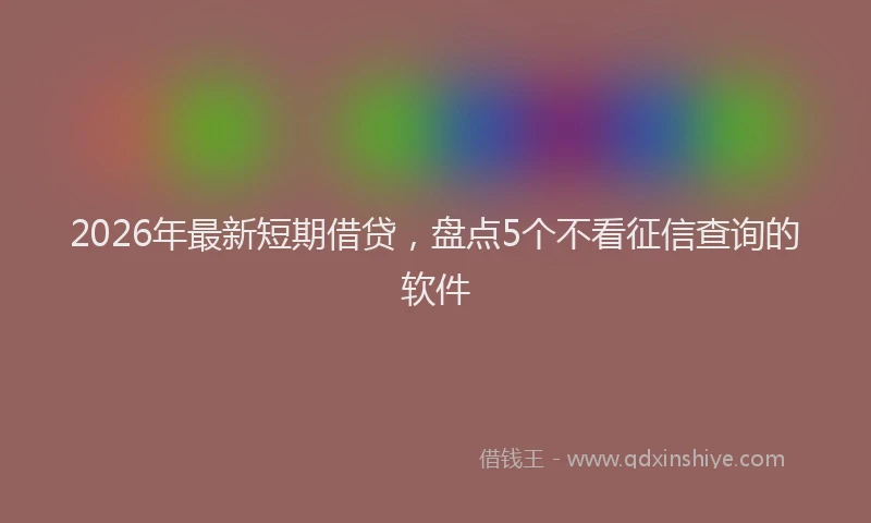 2026年最新短期借贷，盘点5个不看征信查询的软件