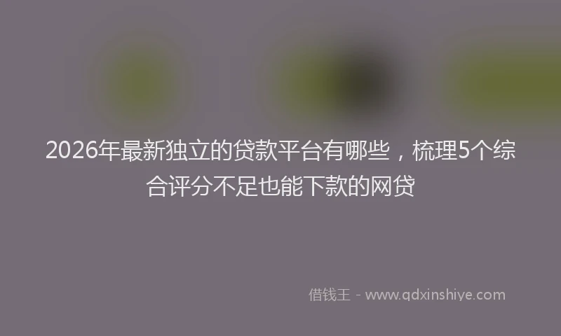 2026年最新独立的贷款平台有哪些，梳理5个综合评分不足也能下款的网贷