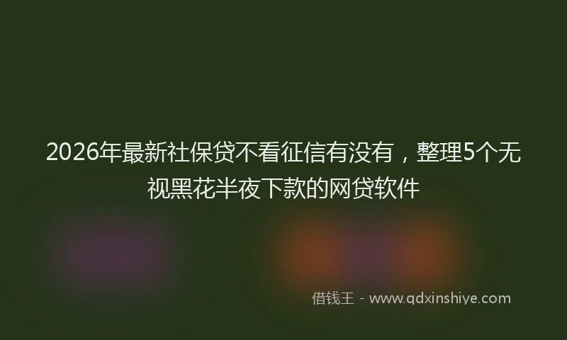 2026年最新社保贷不看征信有没有，整理5个无视黑花半夜下款的网贷软件