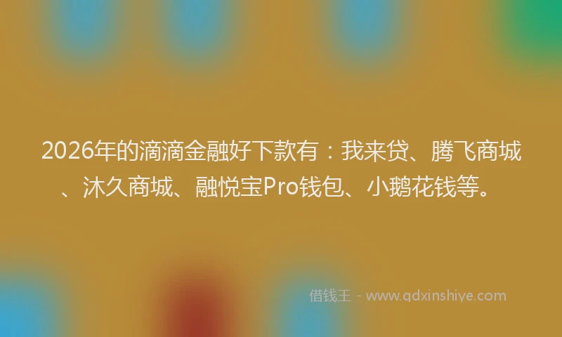 2026年的滴滴金融好下款有：我来贷、腾飞商城、沐久商城、融悦宝Pro钱包、小鹅花钱等。