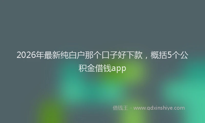 2026年最新纯白户那个口子好下款，概括5个公积金借钱app