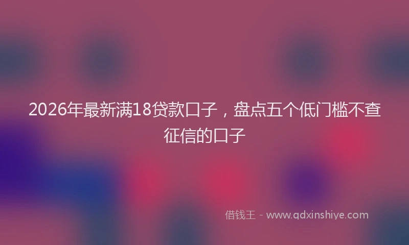 2026年最新满18贷款口子，盘点五个低门槛不查征信的口子