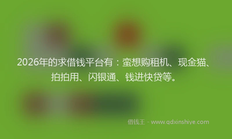 2026年的求借钱平台有：蛮想购租机、现金猫、拍拍用、闪银通、钱进快贷等。