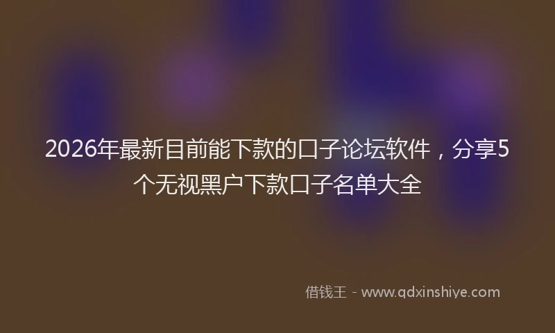 2026年最新目前能下款的口子论坛软件，分享5个无视黑户下款口子名单大全