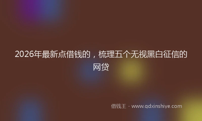 2026年最新点借钱的，梳理五个无视黑白征信的网贷
