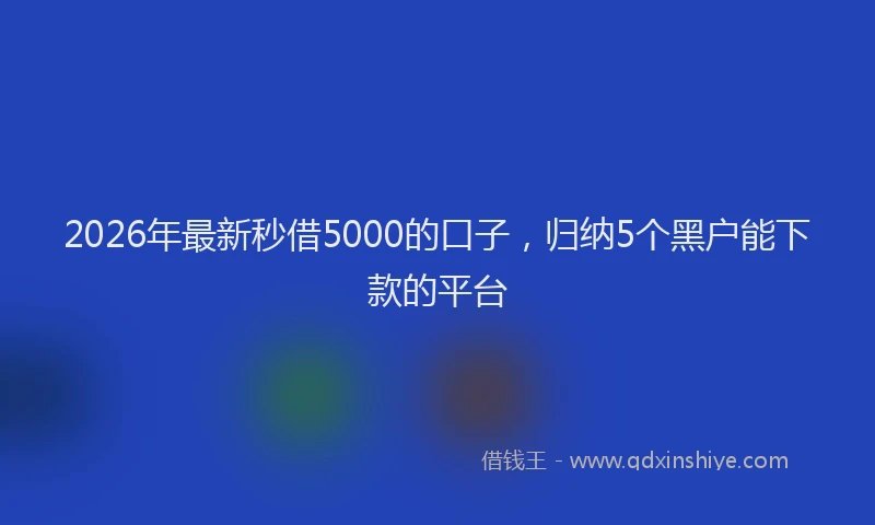 2026年最新秒借5000的口子，归纳5个黑户能下款的平台