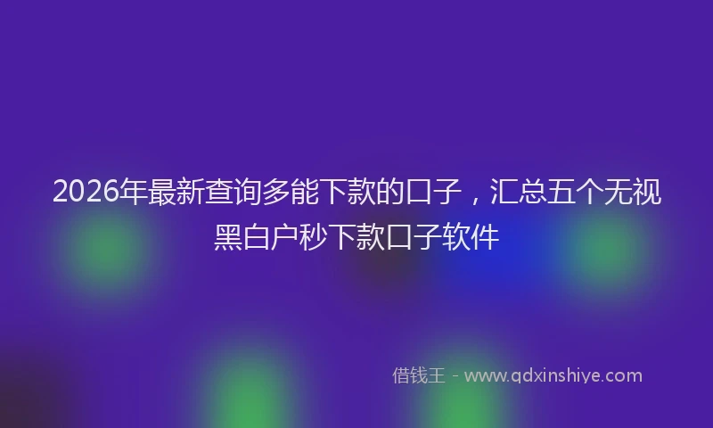 2026年最新查询多能下款的口子，汇总五个无视黑白户秒下款口子软件