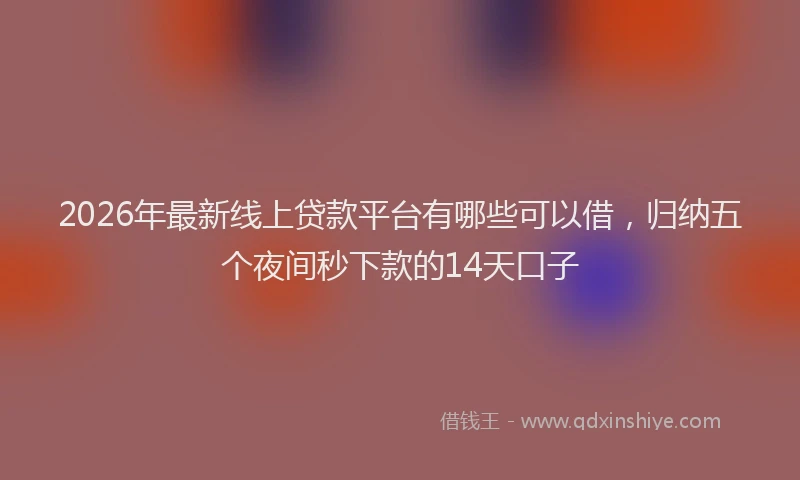 2026年最新线上贷款平台有哪些可以借，归纳五个夜间秒下款的14天口子