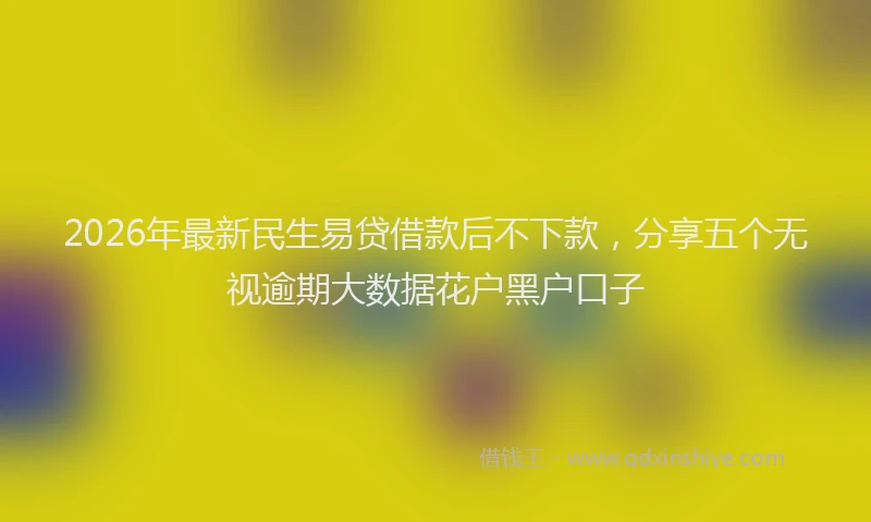 2026年最新民生易贷借款后不下款，分享五个无视逾期大数据花户黑户口子