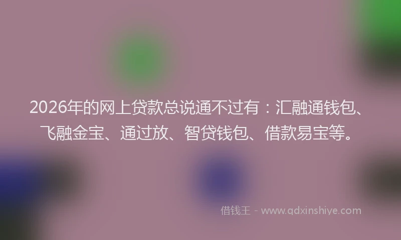 2026年的网上贷款总说通不过有：汇融通钱包、飞融金宝、通过放、智贷钱包、借款易宝等。
