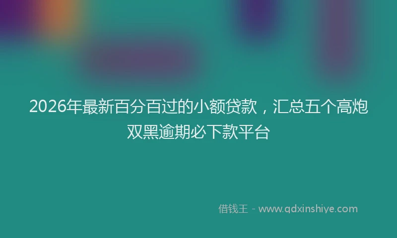 2026年最新百分百过的小额贷款，汇总五个高炮双黑逾期必下款平台