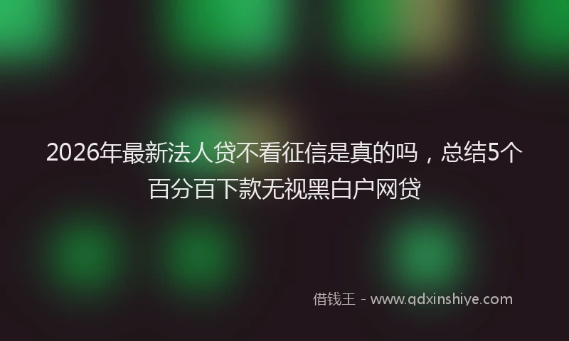 2026年最新法人贷不看征信是真的吗，总结5个百分百下款无视黑白户网贷