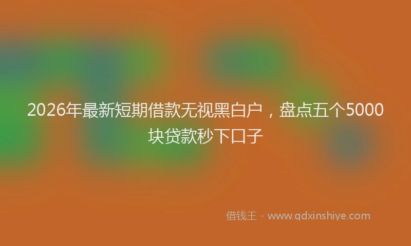 2026年最新短期借款无视黑白户，盘点五个5000块贷款秒下口子