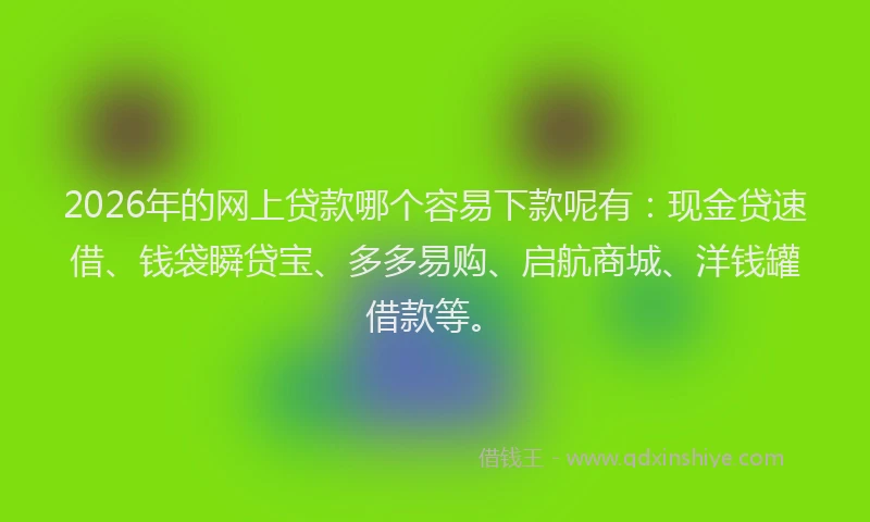 2026年的网上贷款哪个容易下款呢有：现金贷速借、钱袋瞬贷宝、多多易购、启航商城、洋钱罐借款等。
