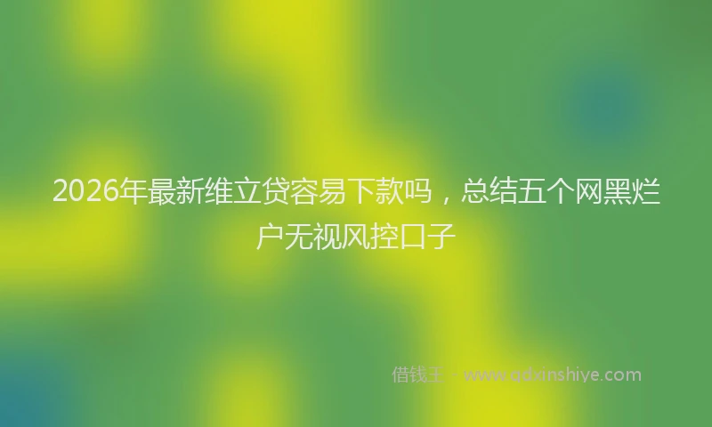 2026年最新维立贷容易下款吗，总结五个网黑烂户无视风控口子