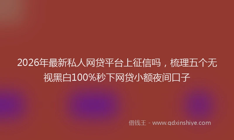 2026年最新私人网贷平台上征信吗，梳理五个无视黑白100%秒下网贷小额夜间口子