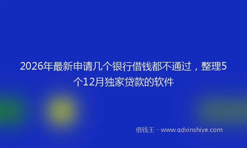 2026年最新申请几个银行借钱都不通过，整理5个12月独家贷款的软件